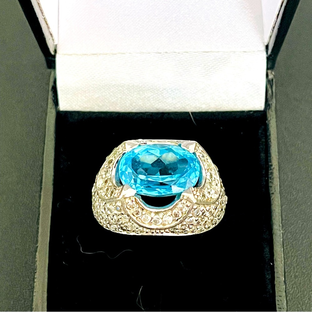 Blue real gem cocktail ring